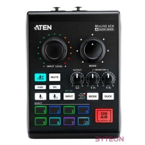 ATEN UC8000 Podcast AI Audio Mixer  MicLIVE 6CH Black
