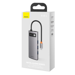 Baseus Metal Gleam Series 6 az 1-ben hub, USB-C - 3x USB 3.0 + HDMI + USB-C PD + Ethernet RJ45