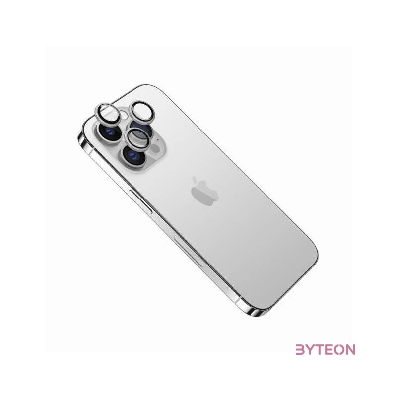 FIXED edzett üveg kamera lencsevédő iPhone 15Pro,15 Pro Max-hoz, ezüst
