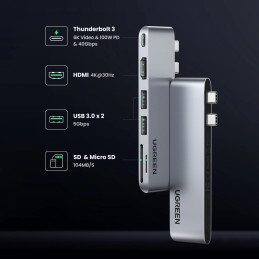 UGREEN CM380 adapter USB-C hub MacBook Air / Pro-hoz (szürke)