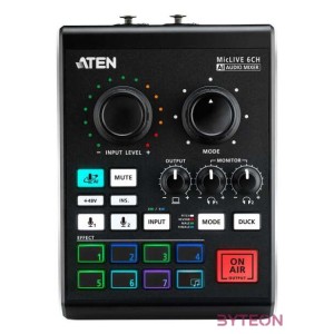 ATEN UC8000 Podcast AI Audio Mixer  MicLIVE 6CH Black