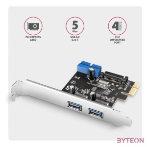 AXAGON PCEU-232RS PCIe Controller 2x ext.  2x int. USB 5Gbps