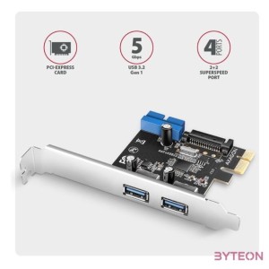 AXAGON PCEU-232RS PCIe Controller 2x ext.  2x int. USB 5Gbps