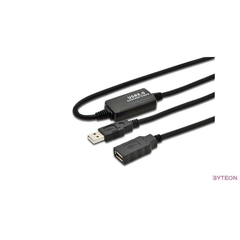 WIRETEK USB 2.0 A apa  USB 2.0 A anya 10m - Aktív