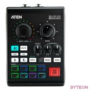 ATEN UC8000 Podcast AI Audio Mixer  MicLIVE 6CH Black