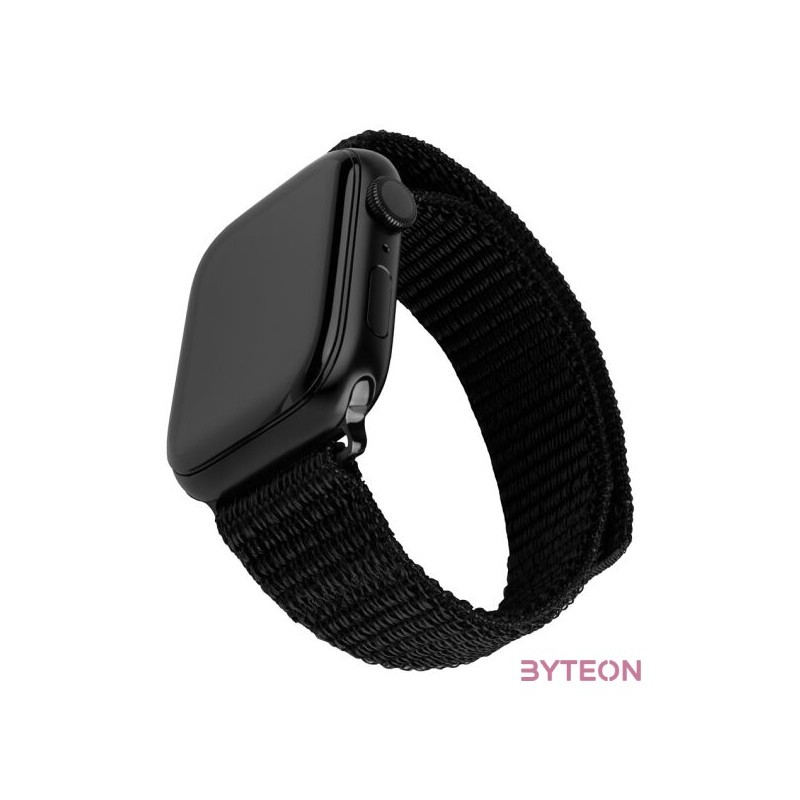 FIXED nylon sportos óraszíj Apple Watch 38,40,41mm-es okosórához, fekete, FIXNST2-436-BK