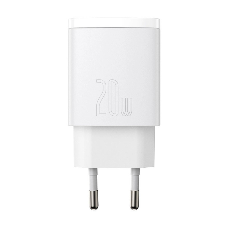 Baseus kompakt gyorstöltő, USB, USB-C, 20 W (fehér)