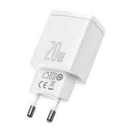 Baseus kompakt gyorstöltő, USB, USB-C, 20 W (fehér)