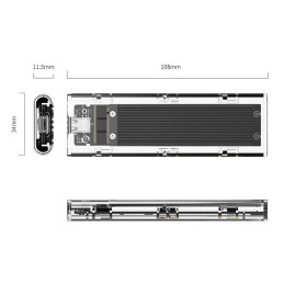 Orico M.2 SDD ház, NVME, USB-C 3.1 Gen.2, 10 Gbps (fekete)