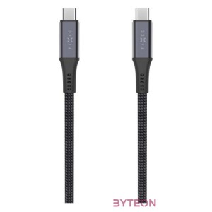 FIXED USB-C,USB-C adat- és töltőkábel FIXDBP-CC12-GR fonott szövet borítás, USB4 gen2 20Gbps 4K 60Hz max 240W 1,2m, szürke
