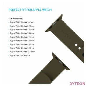FIXED Sporty szilikon szíj az Apple Watch 42,44,45mm-es okosórákhoz, oliva