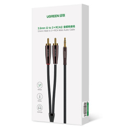 UGREEN AV170 kábel 2x RCA (Cinch) jack 3,5mm, 2m (fekete)