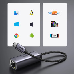 UGREEN CM483 USB-C – RJ45 hálózati adapter (szürke)