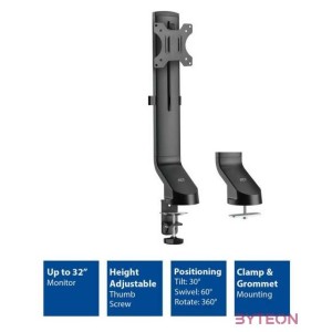 ACT AC8321 Single Monitor Arm Office Quick Height Adjustment 10-32 Black