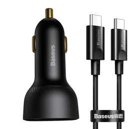 Baseus Superme USB autós töltő, USB-C, 100W + USB-C kábel (fekete)