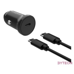 FIXED USB-C 12,24V-os autós töltő, 20W, PD3.0, 1 m USB-C kábellel, fekete