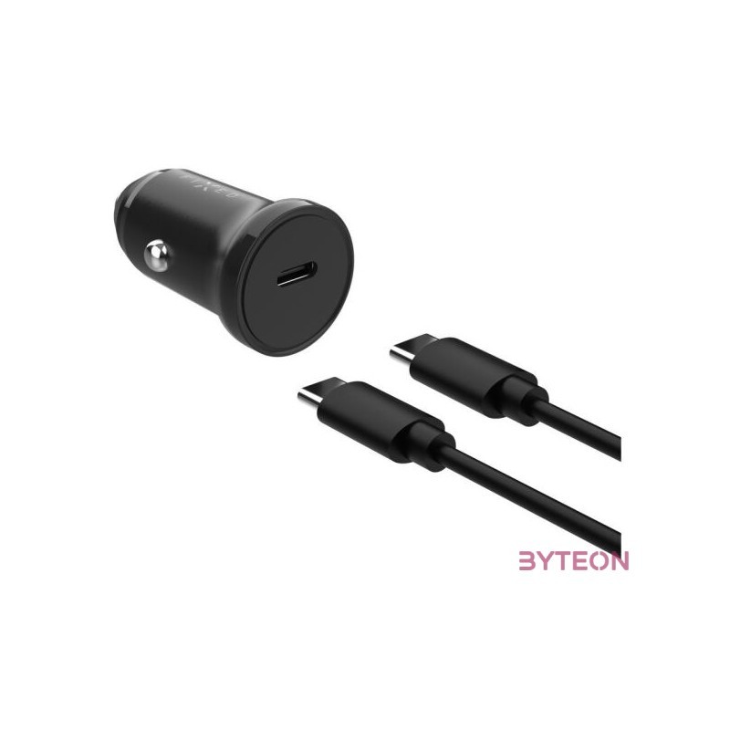 FIXED USB-C 12,24V-os autós töltő, 20W, PD3.0, 1 m USB-C kábellel, fekete