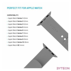 FIXED Sporty szilikon szíj az Apple Watch 42,44,45mm-es okosórákhoz, világos szürke