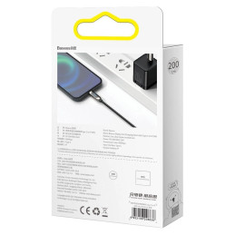 USB-C-Lightning Baseus kijelzőkábel, PD, 20 W, 2 m (fekete)