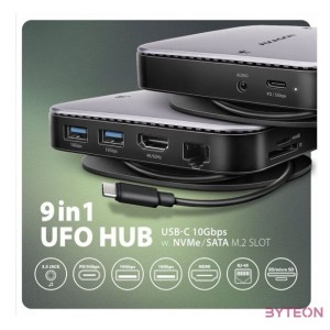 AXAGON HMC-UFO USB-C 10Gbps UFO 9in1 Hub