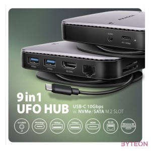 AXAGON HMC-UFO USB-C 10Gbps UFO 9in1 Hub