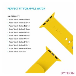 FIXED szilikon sportos óraszíj Apple Watch 38,40,41mm-es okosórákhoz, sárga