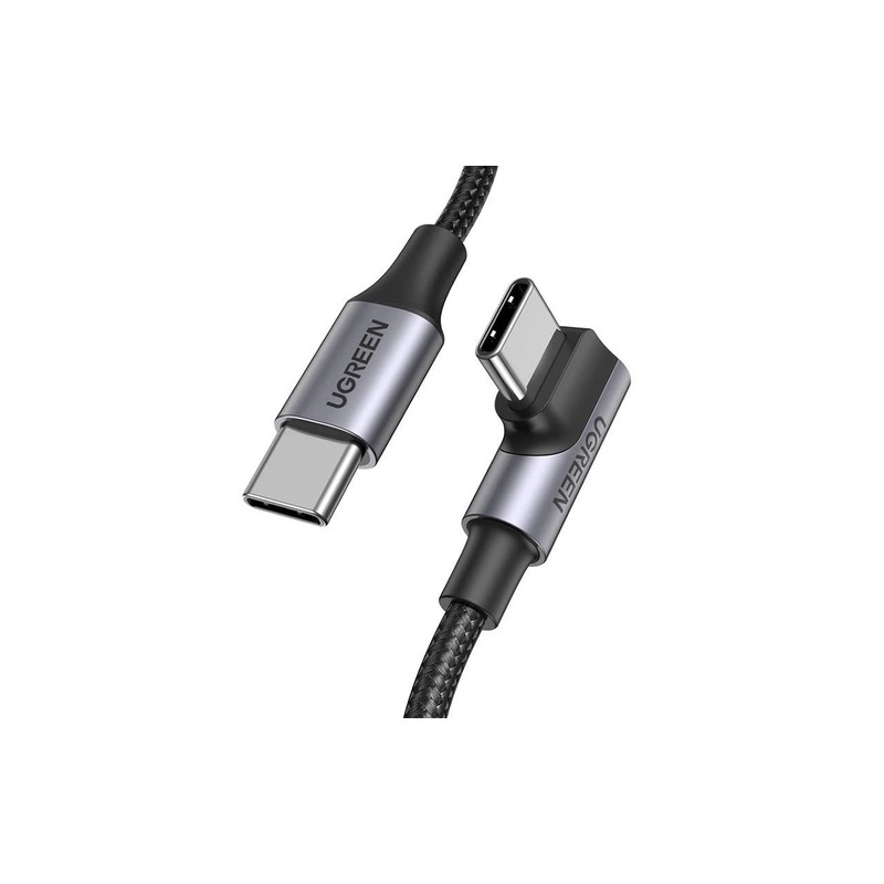 USB-C-USB-C kábel, ferde UGREEN US334 5A, PD 100W, 1m (fekete)