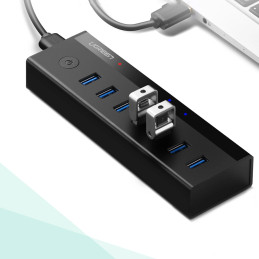 UGREEN US219 7 az 1-ben adapter, USB-elosztó 7x USB 3.0 (szürke)