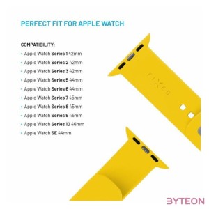 FIXED Sporty szilikon szíj az Apple Watch 42,44,45mm-es okosórákhoz, sárga