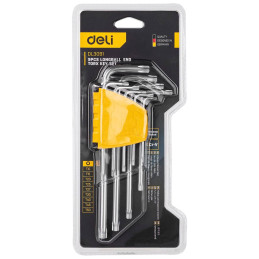 Deli Tools EDL3091 Torx imbuszkulcs készlet, 1,5-10 mm (ezüst)