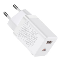 Baseus Super Si Pro gyorstöltő USB + USB-C 30W (fehér)