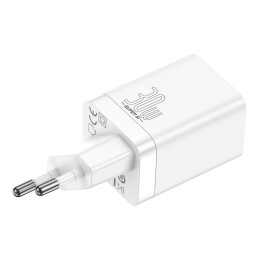 Baseus Super Si Pro gyorstöltő USB + USB-C 30W (fehér)