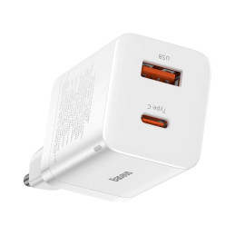 Baseus Super Si Pro gyorstöltő USB + USB-C 30W (fehér)