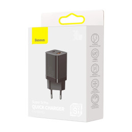 Baseus Super Si Pro gyorstöltő USB + USB-C 30W (fekete)