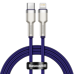 USB-C kábel a Lightning Baseus Cafule-hez, PD, 20 W, 1 m (lila)