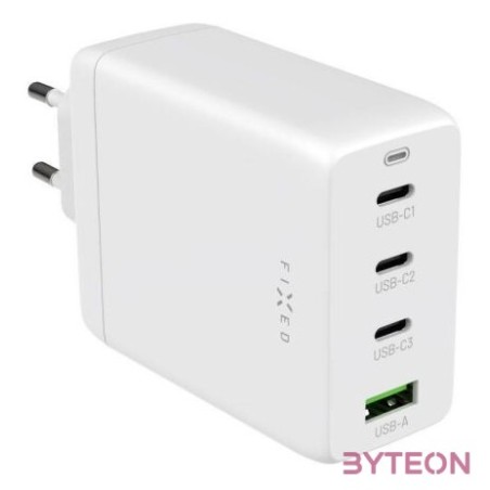 FIXED hálózati töltő 3xUSB-C 1xUSB-A kimenet, GaN technológia,PD 3.0, 100W, fehér