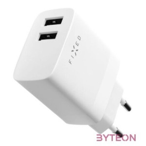 FIXED hálózati töltő, 2USB-A kimenet, 17W, fehér
