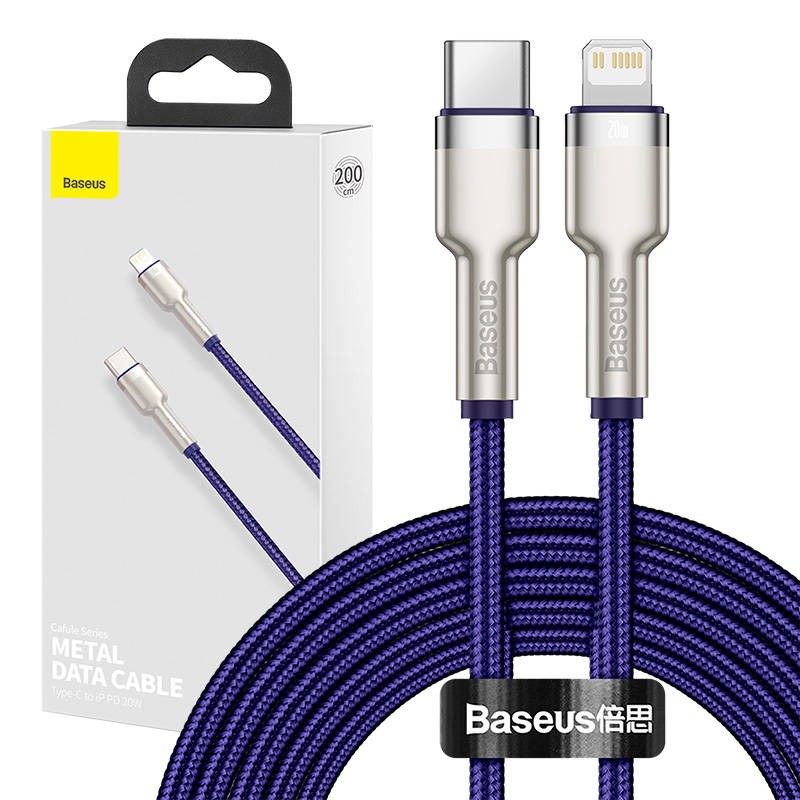 USB-C Lightning kábel Baseus Cafule, 20W, 2m (lila)