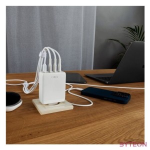 FIXED hálózati töltő 3xUSB-C 1xUSB-A kimenet, GaN technológia,PD 3.0, 100W, fehér