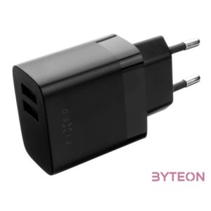 FIXED hálózati töltő, 2USB-A kimenet, 17W  USB,USB-C kábel, fekete