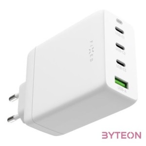 FIXED hálózati töltő 3xUSB-C 1xUSB-A kimenet, GaN technológia,PD 3.0, 100W, fehér