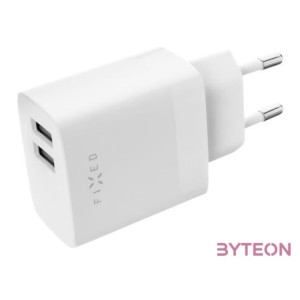 FIXED hálózati töltő, 2USB-A kimenet, 17W, fehér