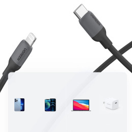 UGREEN US387 USB-C - Lightning kábel, 1m (fekete)