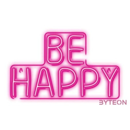 NEOLIA LED dekorációs plexi lámpa BE HAPPY, 36 lumen, ki,be kapcsoló, USB vagy 3xAA 1,5V, 2m kábel,