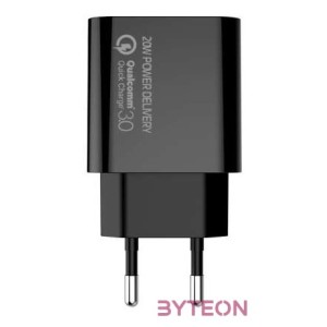 COLORWAY USB töltő adapter, Power Delivery Port USB Type-C 20W V2 fekete (CW-CHS026PD-BK)