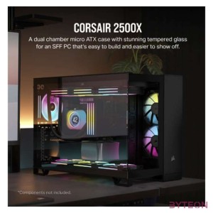 CORSAIR Ház 2500X, Tápegység nélkül, Edzett Üveg, fekete