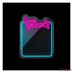 FOREVER LIGHT Neon világító LED tükör, LOVE YOURSELF, USB, be , ki kapcsoló, időzítő, 2 m kábel, 2év garancia