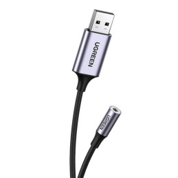 UGREEN CM477 audioadapter, USB-mini Jack 3.5 mm-es AUX (szurke)