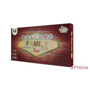 FOREVER LIGHT RETRO metál LED dekorációs lámpa WELCOME FAMILY, USB, 5V, falra akasztható