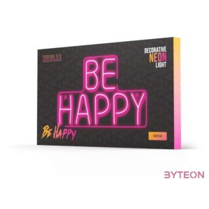 NEOLIA LED dekorációs plexi lámpa BE HAPPY, 36 lumen, ki,be kapcsoló, USB vagy 3xAA 1,5V, 2m kábel,